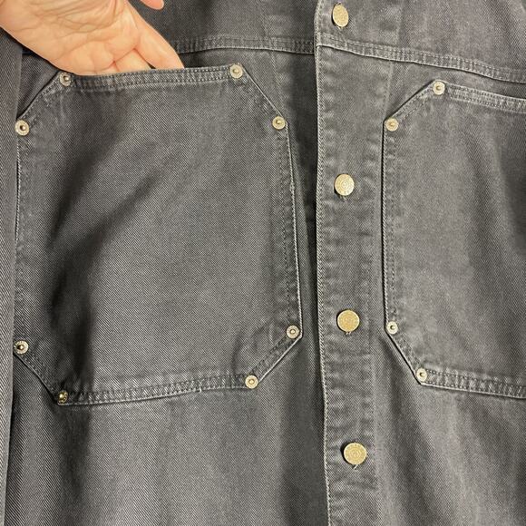 VTG Color Street Denim Jacket Shacket Men XL Black Workwear Utility Grunge Heavy - Picture 7 of 15